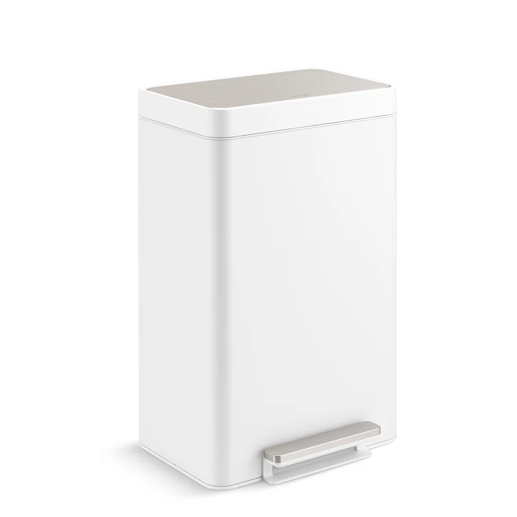 Reset 11 Gallon Dual Compartment Kitchen Trash Can, Stainless Steel Step Trash Can