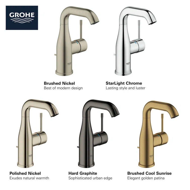 GROHE Essence Single Hole Bathroom Faucet with Single Handle, Size Medium