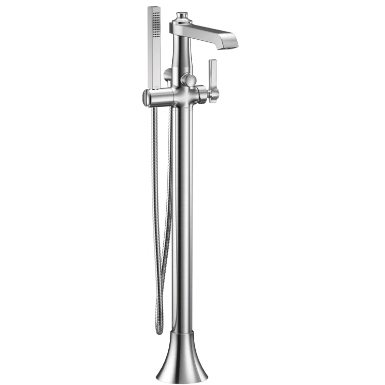 Flara Single Handle Floor Mount Freestanding Tub Filler with Handshower