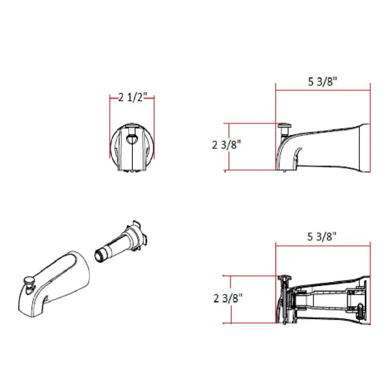 Wall Mounted Tub Spout with Diverter