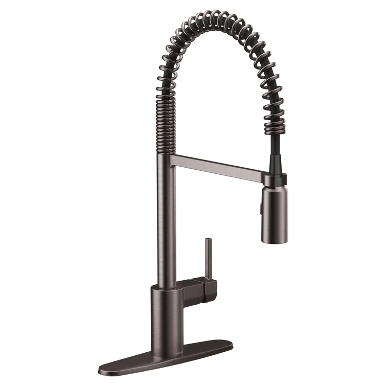 Align One Handle Spring Kitchen Faucet, Modern Single Hole Kitchen Sink Faucet Pulldown Sprayer