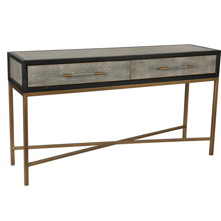 Contemporary Meera 59" Gray and Gold Console Table with Storage
