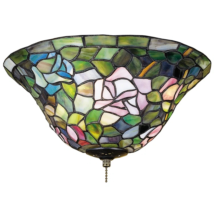 Meyda Tiffany 71427 12" W Tiffany Rosebush Flush Mount Ceiling Fixture - MultiColor
