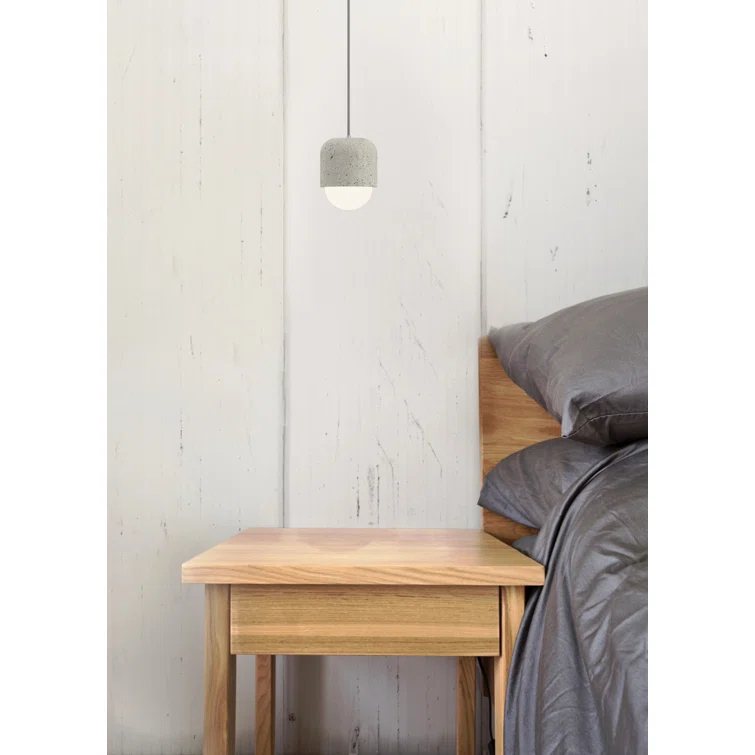 Mini Globe Opal Glass & Concrete 1-Light Pendant