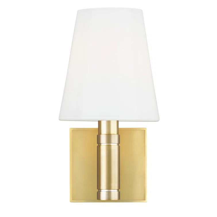 Elegant Beckham 1-Light Dimmable Sconce in Polished Nickel with Milk White Shade