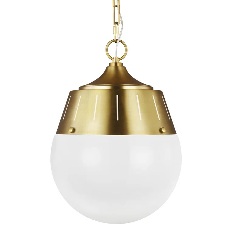 Arlett Burnished Brass Globe Pendant with Milk White Glass Shade