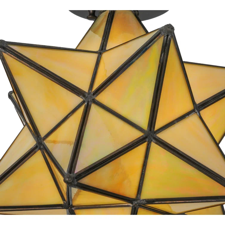 12 in. Moravian Star Beige Iridescent Flushmount - Bai