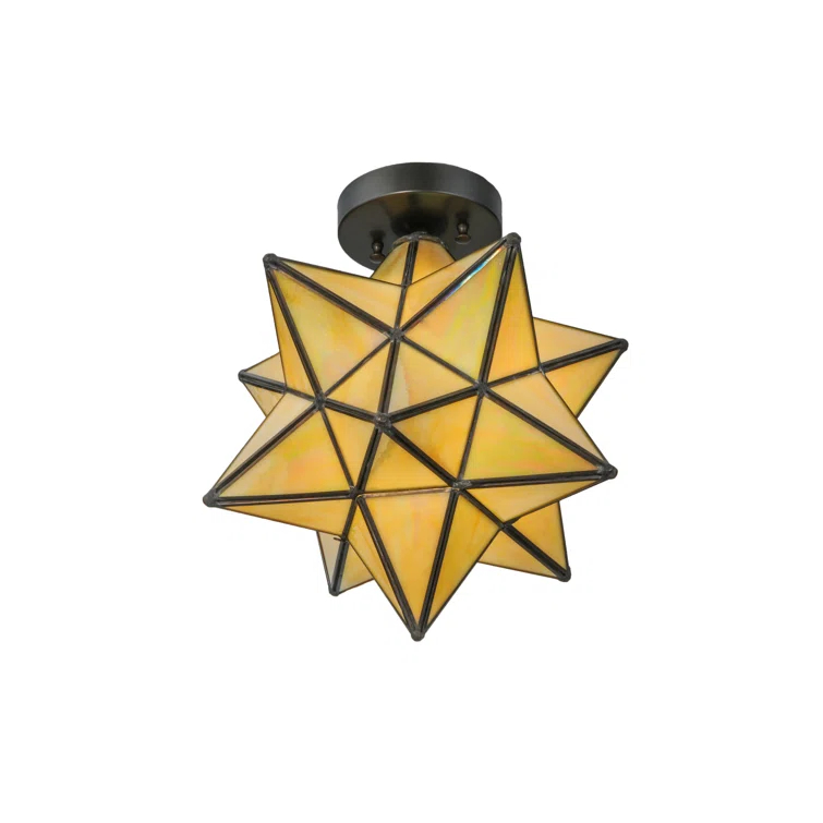 12 in. Moravian Star Beige Iridescent Flushmount - Bai