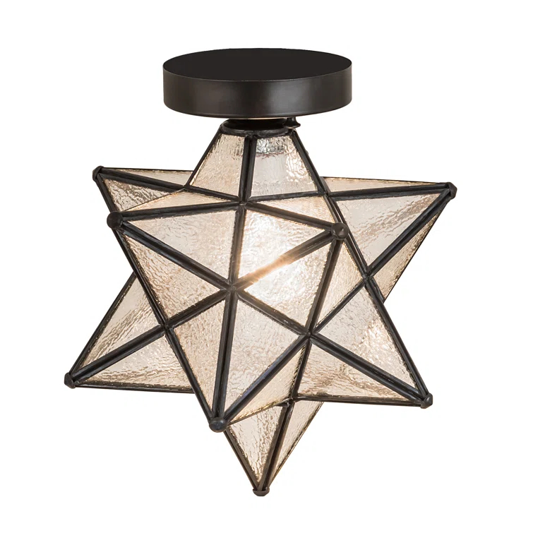 Meyda  Moravian Star Clear Seedy Flushmount - Craftsman Brown - 12 in.