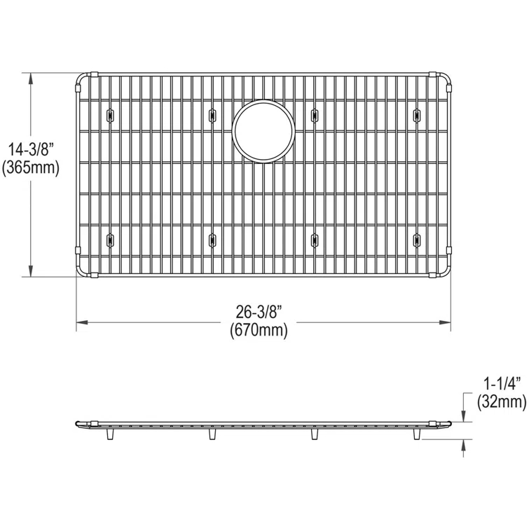 Elkay Crosstown Stainless Steel 26-3/8" x 14-3/8" x 1-1/4" Bottom Grid