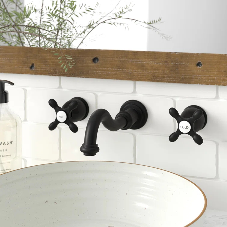 Kingston Brass Vintage Two-Handle 3-Hole Wall Mount Bathroom Faucet