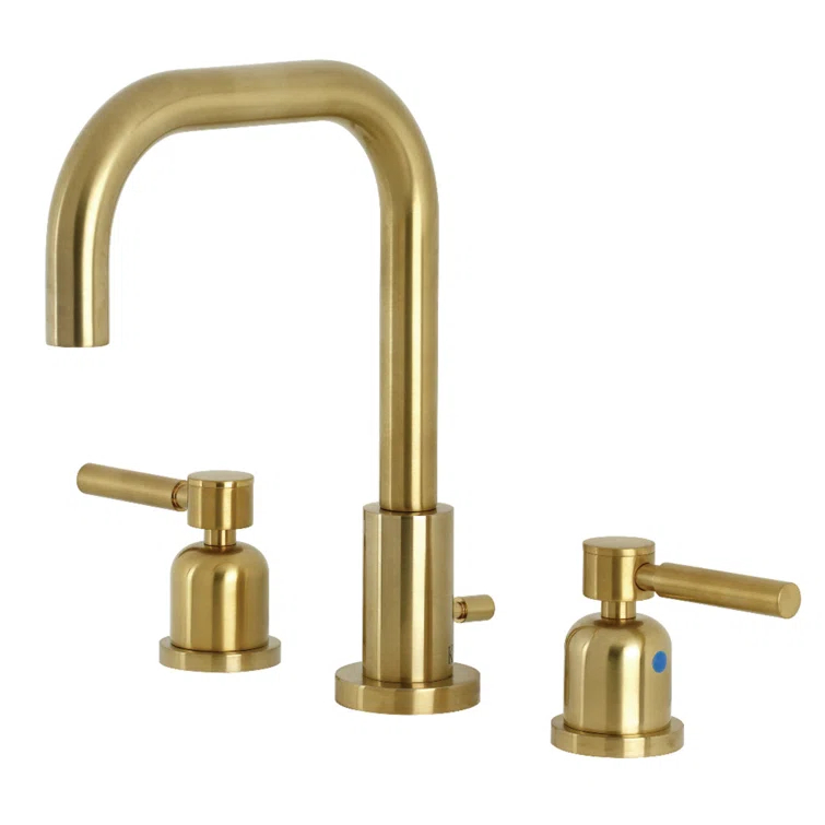 Kingston Brass Concord Two-Handle 3-Hole Deck Mount Widespread Bathroom Faucet with Brass Pop-Up Drain