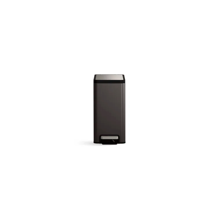 Reset 2.5-Gallon Bathroom Trash Can, Slim Stainless Steel Step Trash Can with Quiet-Close Lid