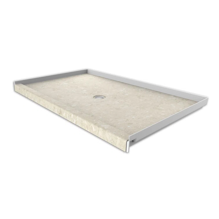 FlexStone 60"L x 36"W Single Threshold Alcove Shower Base with Center Drain