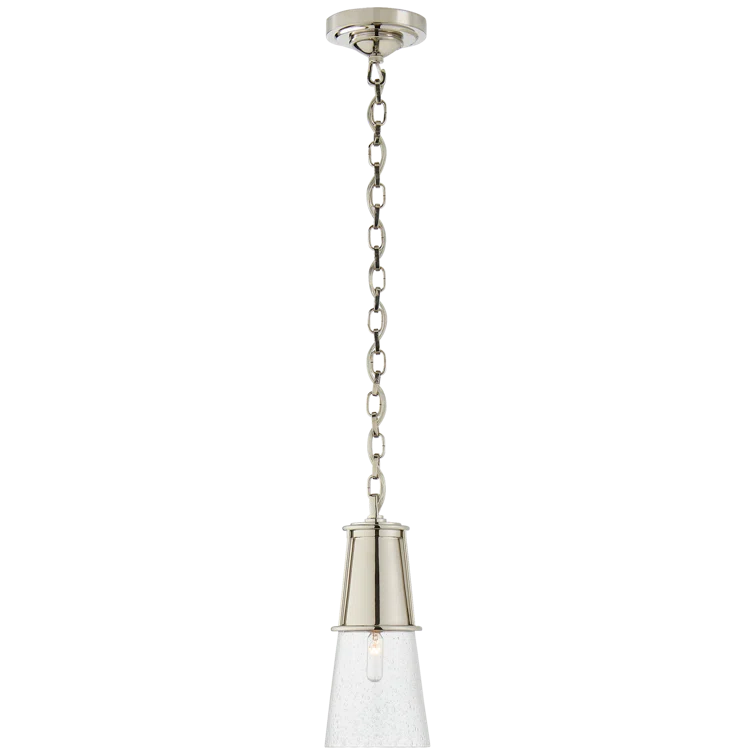 Robinson Polished Nickel 11.25" Indoor/Outdoor Seeded Glass Pendant