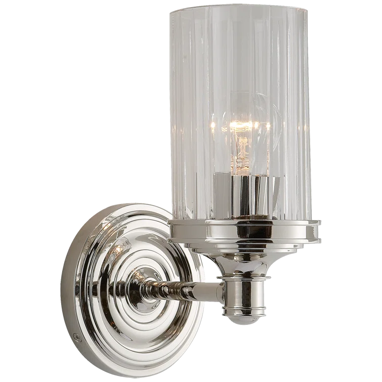 Ava Sleek Prismatic Nickel 9.25" Wall Sconce, Dimmable & Damp Rated