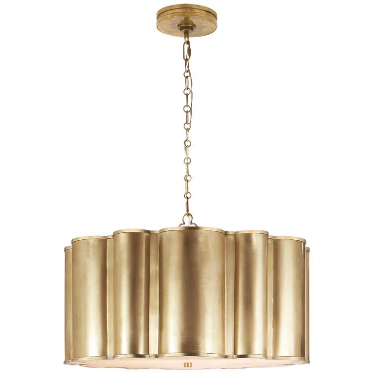 Natural Brass 26" Glass Drum Chandelier with LED Lights