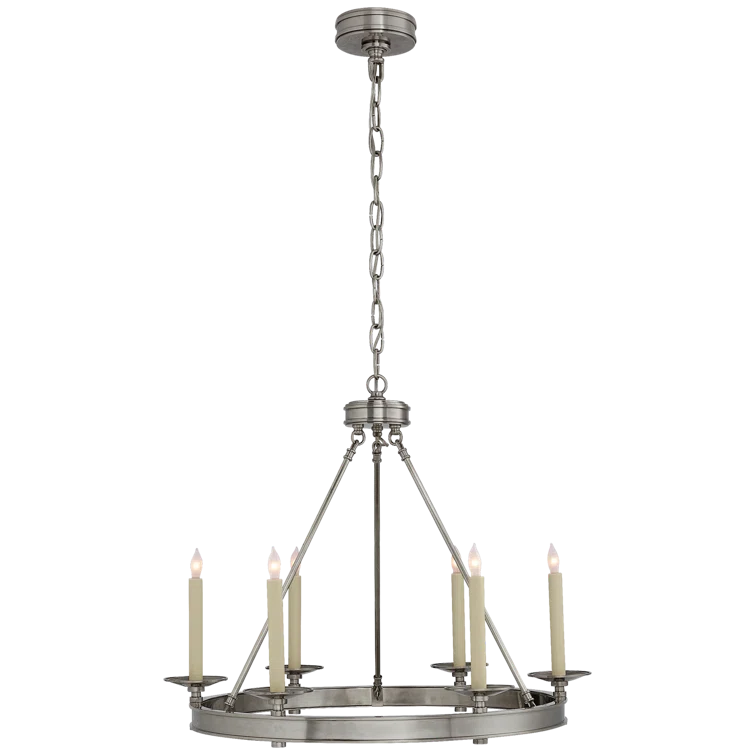 Regal Bronze Crystal Candle 6-Light Chandelier, 22" H x 27" W