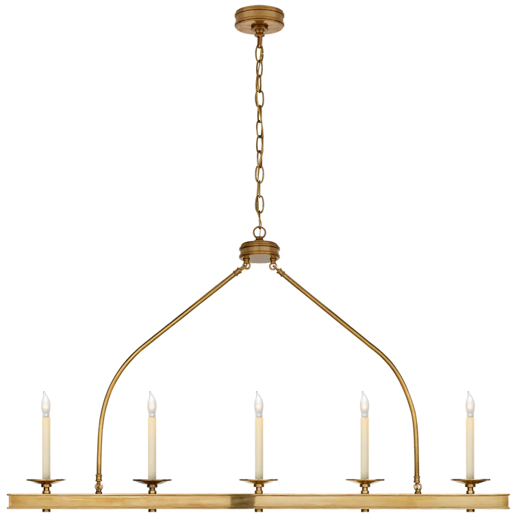 Launceton 5-Light Linear Island Pendant in Antique-Burnished Brass