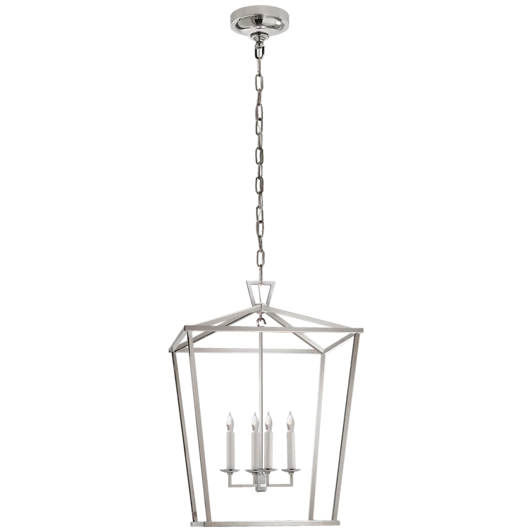 Darlana Medium Polished Nickel 4-Light Iron Lantern Chandelier