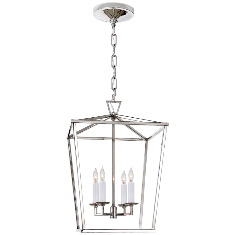 Elegant Polished Nickel 18" Iron Lantern with Candelabra Bulbs