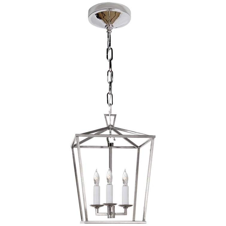 Elegant Darlana Polished Nickel Mini Lantern with Crystal Accents