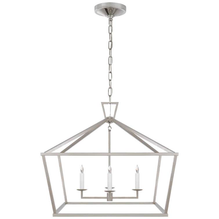 Elegant Polished Nickel Crystal Lantern Light, 25" x 28"