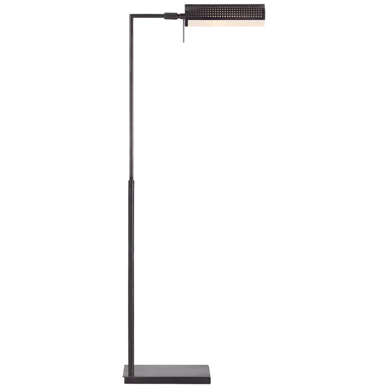 Bronze Adjustable Pharmacy Floor Lamp with Glass Diffuser