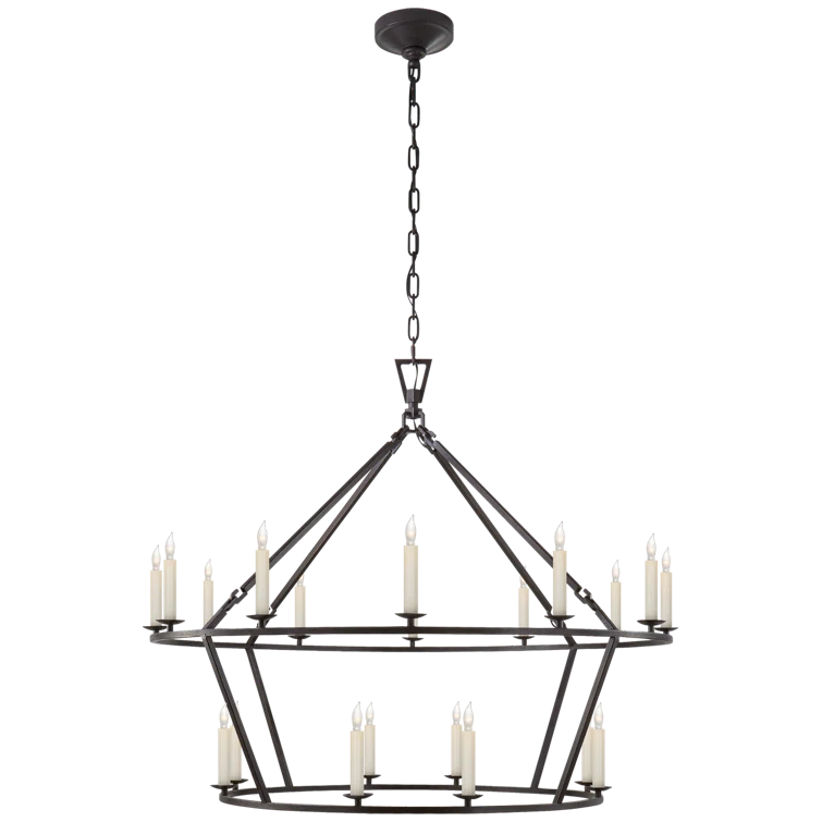 Elegant Nickel and Crystal 33" Plug-in Candle Chandelier