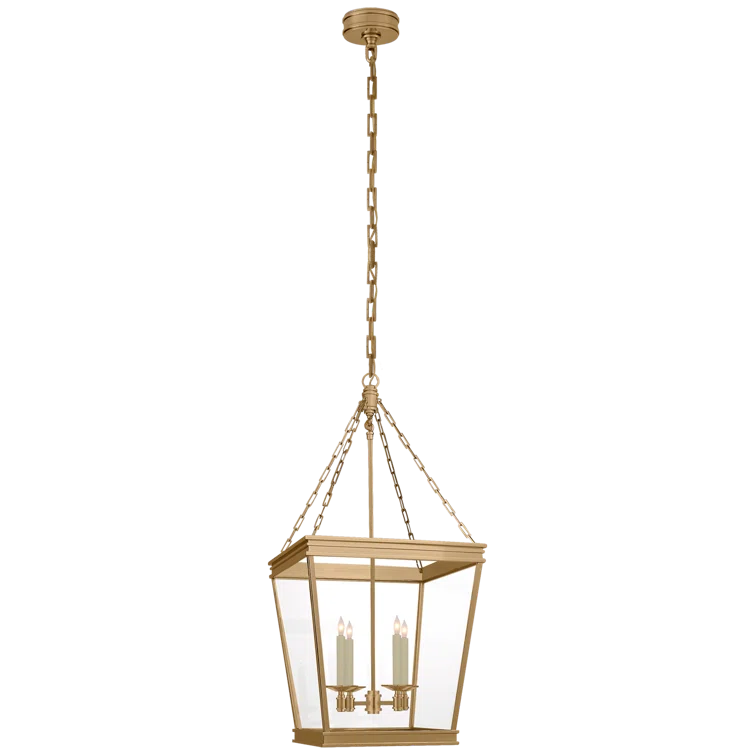 Antique Brass and Glass 34.5" Indoor/Outdoor Lantern Pendant