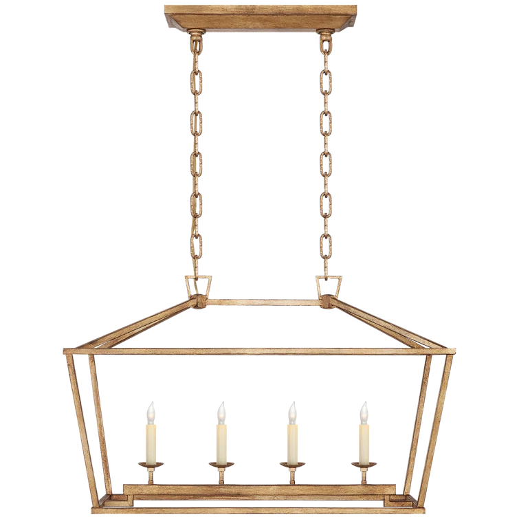 Golden Iron 4-Light Rectangular Island Chandelier