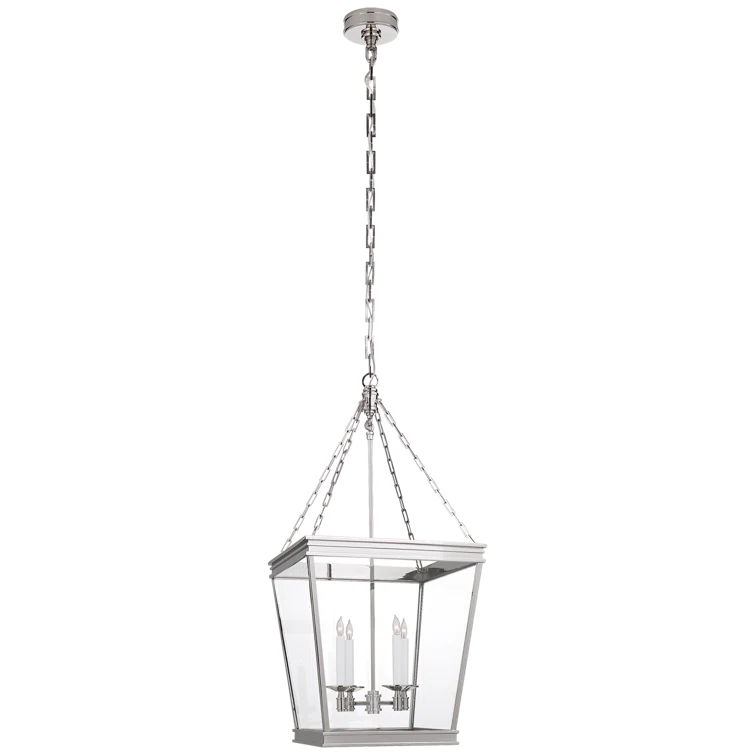 Launceton Polished Nickel Glass Lantern Pendant Light