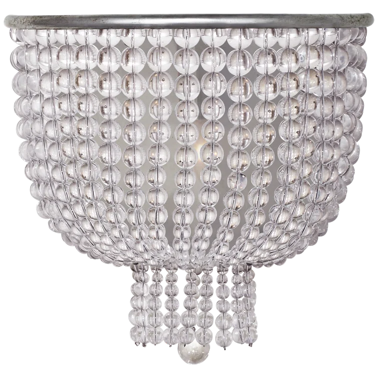 Jacqueline Waterfall Glass Bead 10'' Burnished Silver Sconce