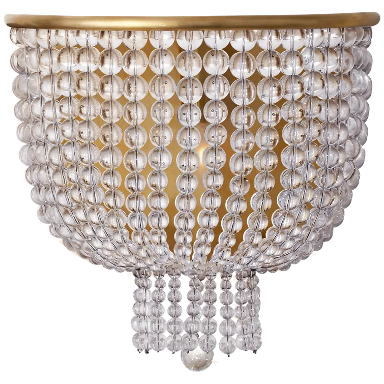Jacqueline Waterfall Glass Bead 10'' Burnished Silver Sconce