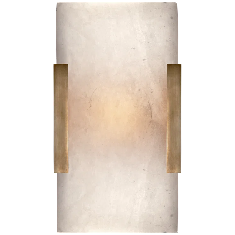 Antique-Burnished Brass Covet Outdoor Bath Sconce with Alabaster Glow