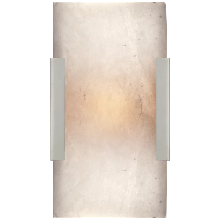 Polished Nickel Outdoor Dimmable Bath Sconce with Alabaster Shade