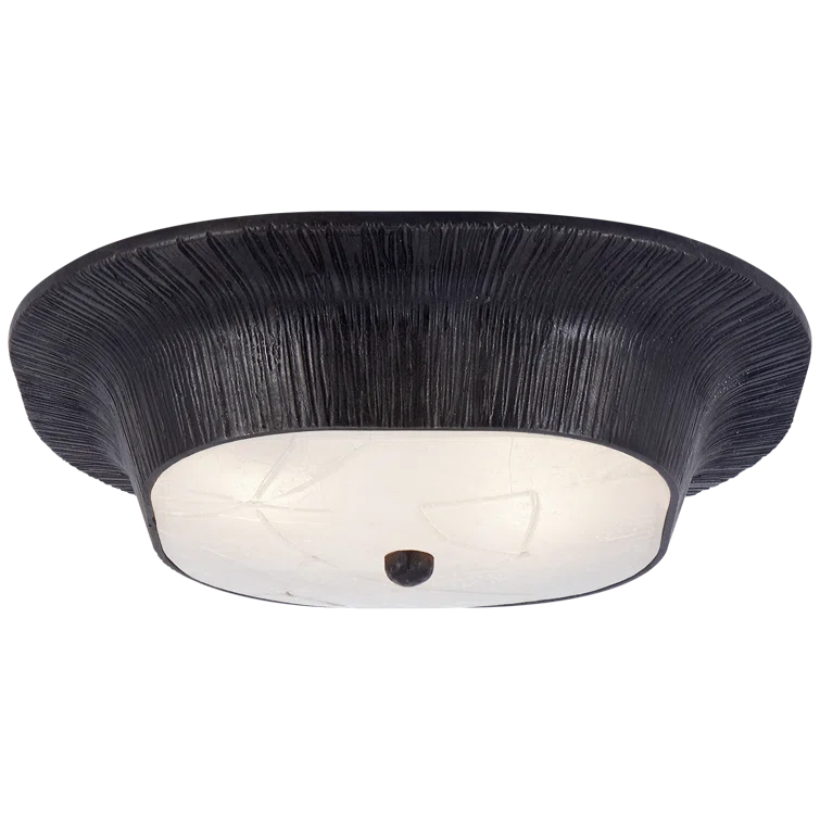Utopia Aged Iron and Fractured Glass 14" Flush Mount Ceiling Light