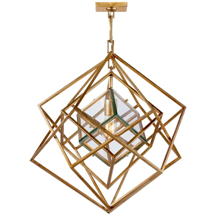 Crystal Plug-in Cubist Chandelier, 25.75" Height