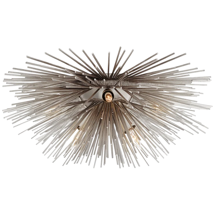 Strada 6-Light Flush Mount in Burnished Silver Leaf with Crystal Accents
