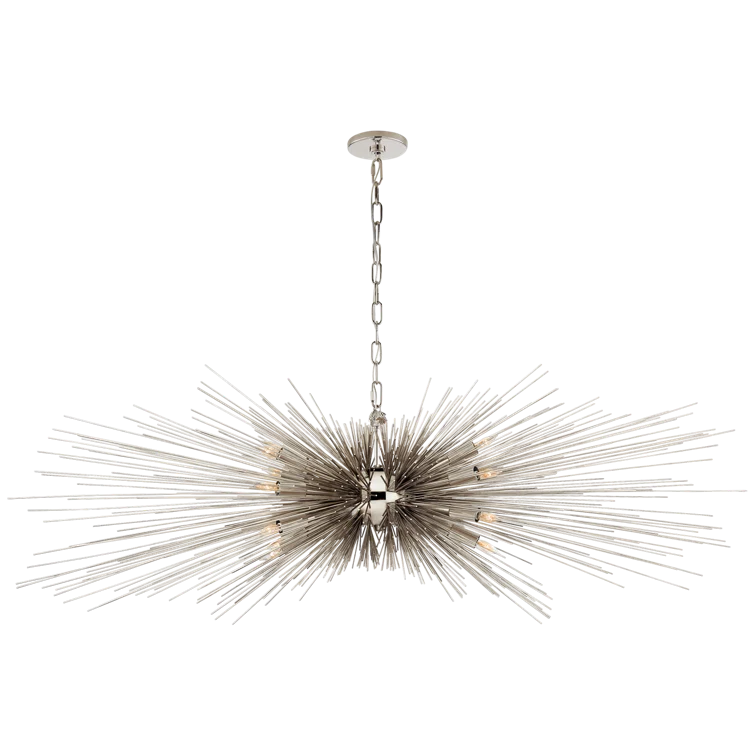Strada Polished Nickel 60" Crystal Burst Linear Chandelier