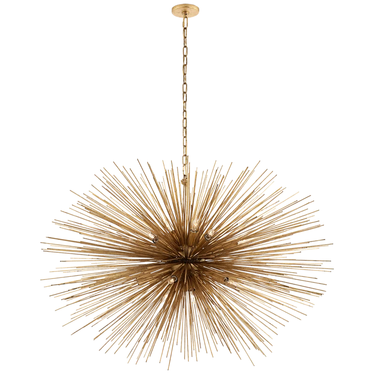 Gold 36" Oval Chandelier with Thin Metal Rods