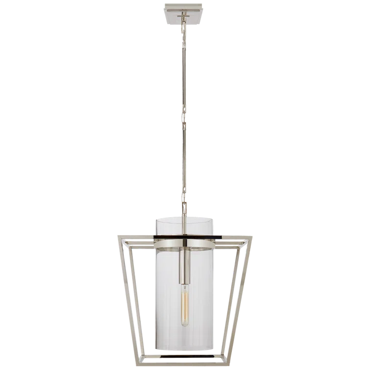 Presidio Elegance 23" Polished Nickel & Glass Indoor/Outdoor Pendant