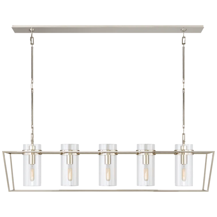 Presidio Polished Nickel 5-Light Indoor Island Lantern Chandelier