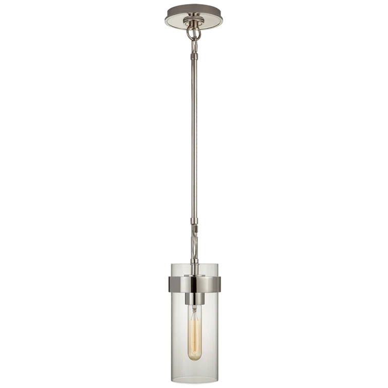 Presidio Sleek Industrial Glass & Nickel Pendant Light - 15.75"H