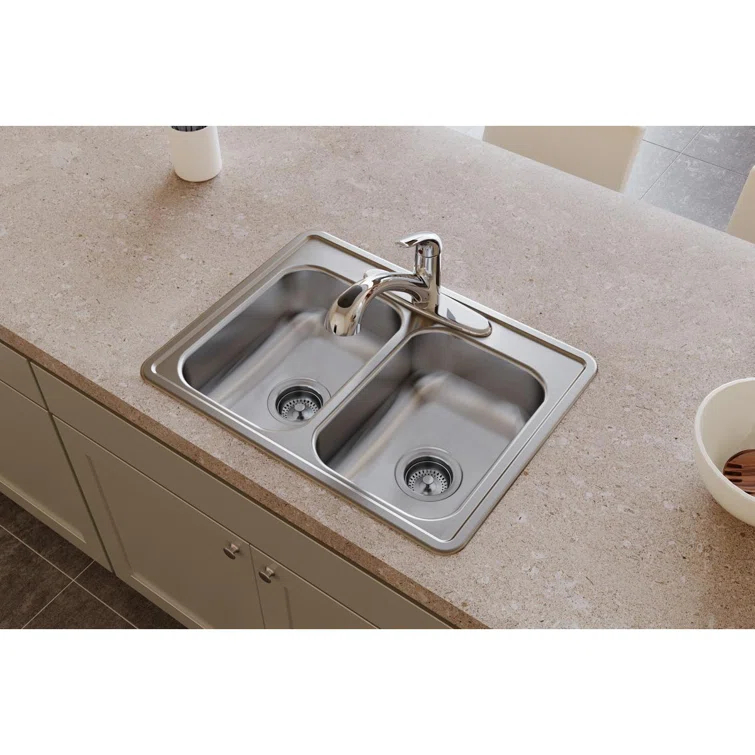 Dayton 25" L x 19" W Double Basin Drop-In Kitchen Sink