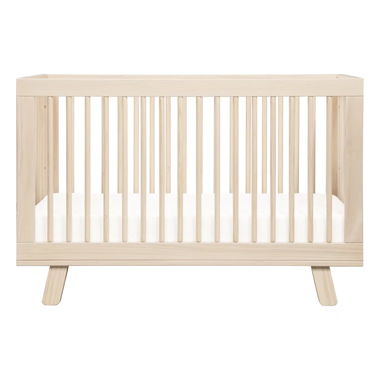 Babyletto Hudson Washed Natural Wood 3-in-1 Convertible Baby Crib with Toddler Bed Conversion Kit