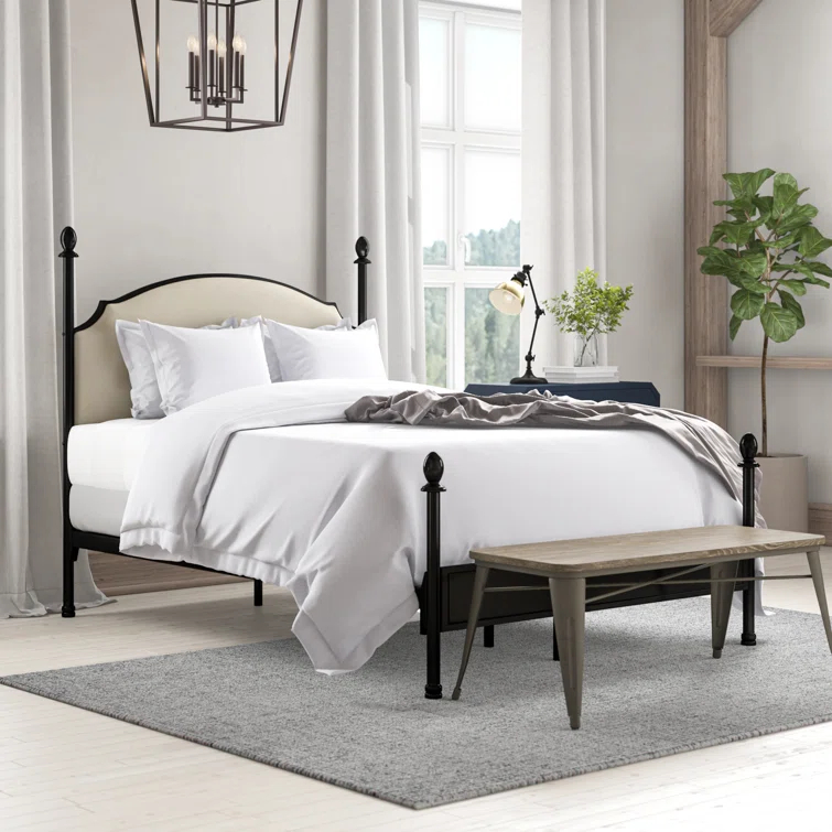 Blakesburg Upholstered Metal Four Poster Bed