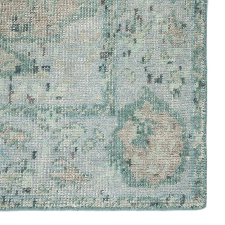 Gray and Beige Hand-Knotted Wool Medallion Rug, 12' x 15'
