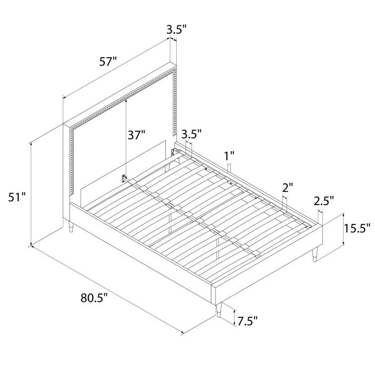 Audrey Upholstered Low Profile Platform Bed