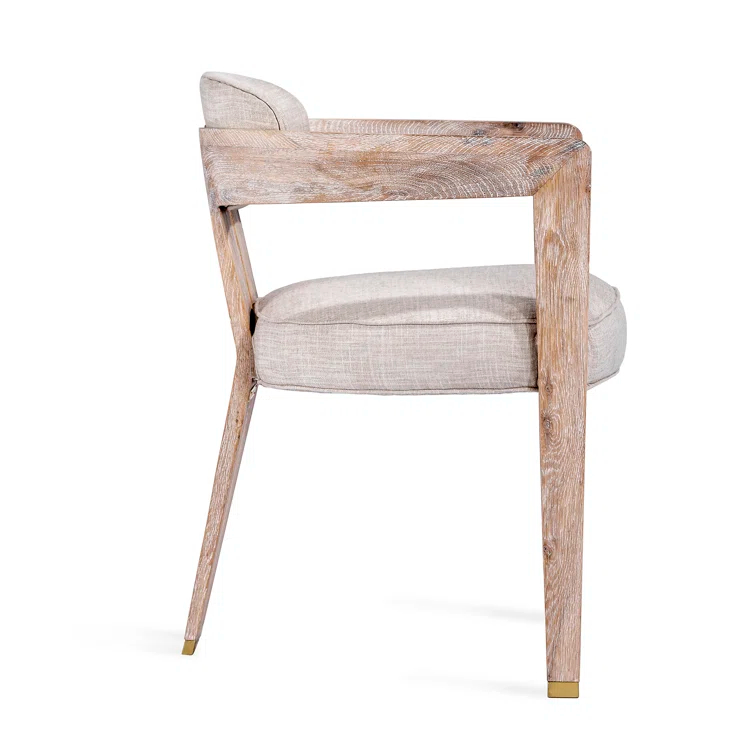 Maryl 20'' H Linen Upholstered Oak Armchair